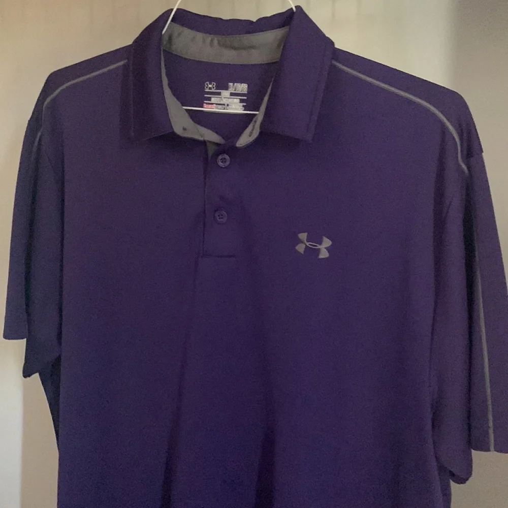 Men’s Under Armour Polo Purple Size XL Heatgear - Picture 2 of 4